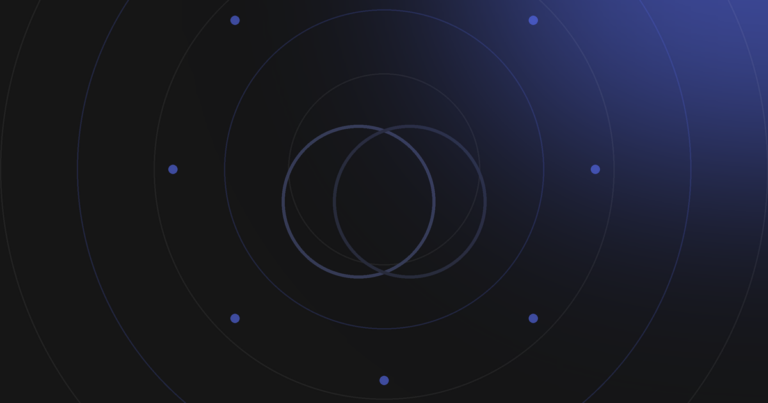 Identidade visual Stellatus: motif orbital azul sobre fundo escuro. Tema: organograma na era dos agentes.