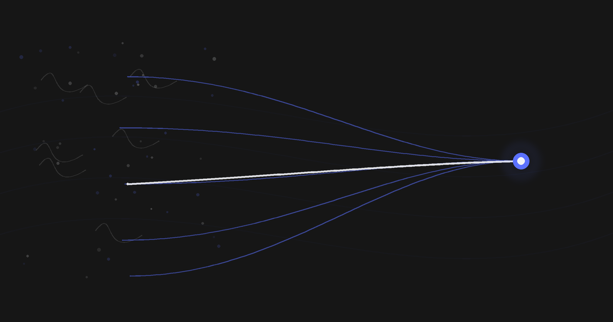 Trajetorias dispersas que se ordenam e convergem em um no luminoso, motif da Stellatus